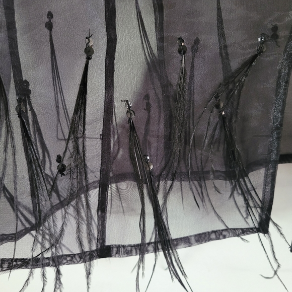 KM Collections by Milla Bell sheer black evening lace jacket Size small - Picture 2 of 4